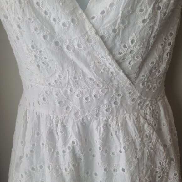 White Prarie Dress Flounce Eyelet Ruffle Flowy Fairy Summer Spring Sz Small - Picture 4 of 12